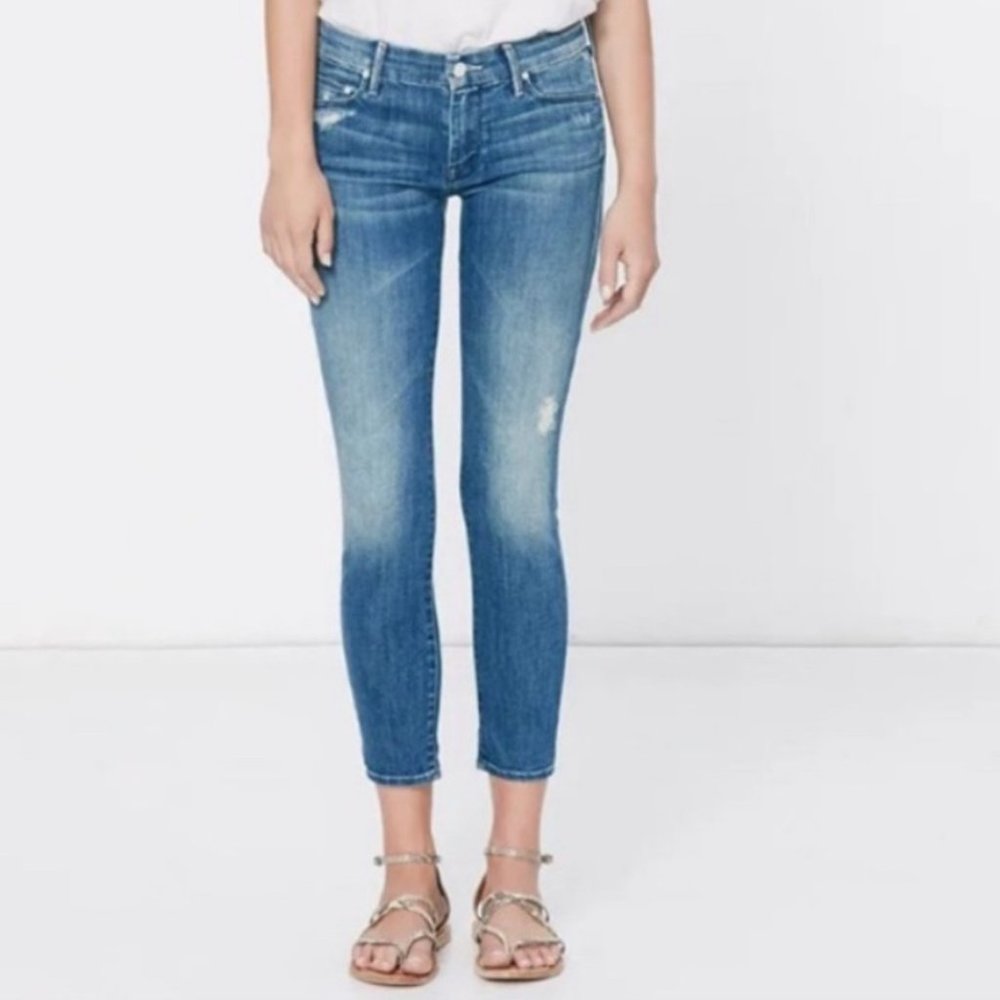 Mother The Looker Crop Distressed Skinny Crop Jeans (26) - Picture 2 of 11